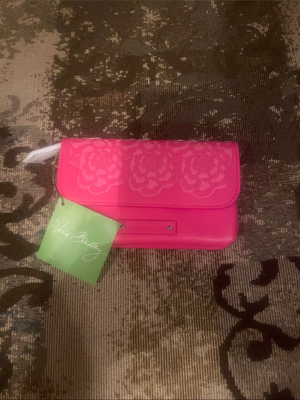 Vera Bradley Hot Pink Floral Embossed Clutch